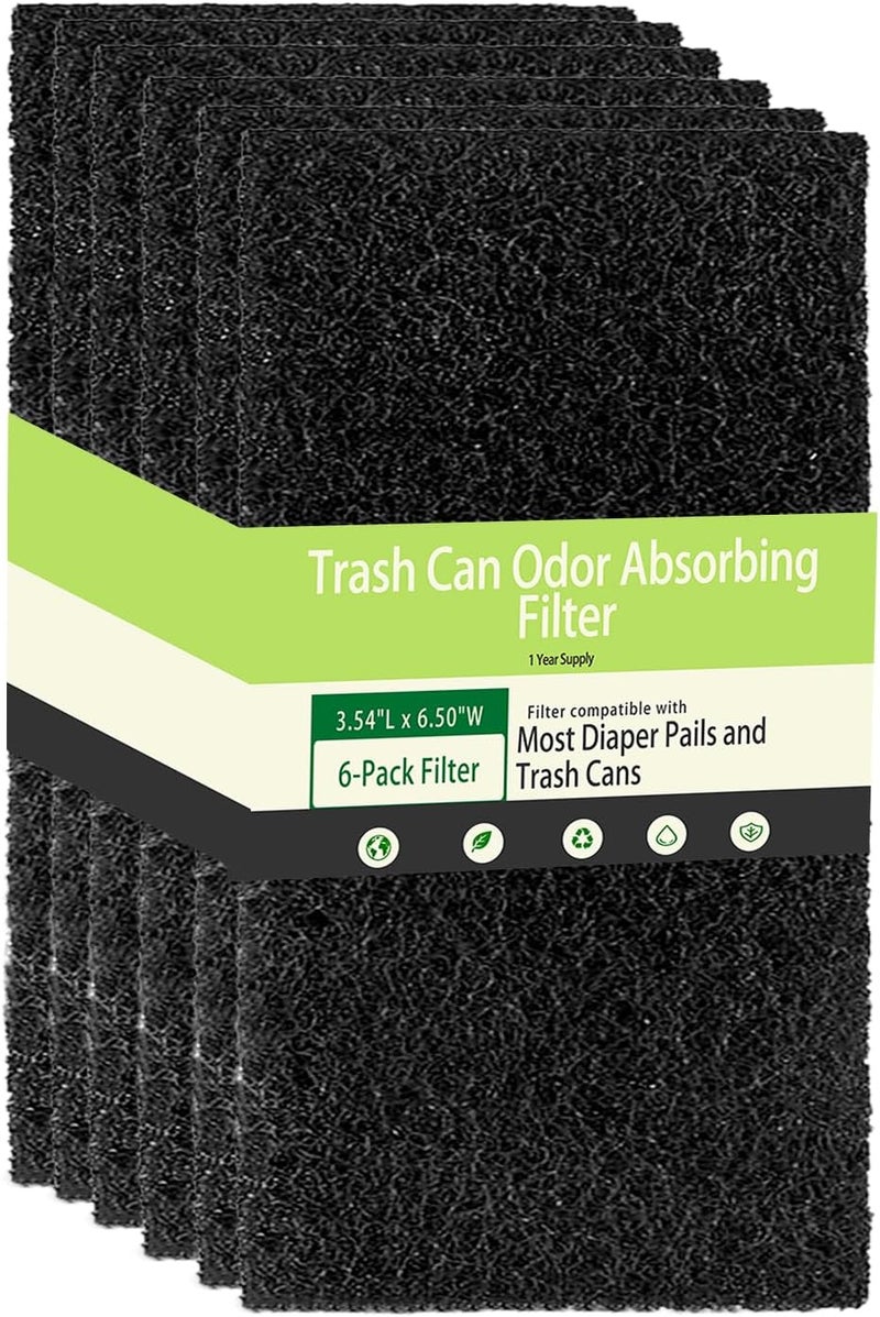 LOSUIN 6 Pack Universal Coconut Filters for Diaper Pail/Trash Can Activated Carbon Filter,Stick-On Diaper Pail Carbon Filters,Garbage Cans Coconut Filter Replacement - Image 1